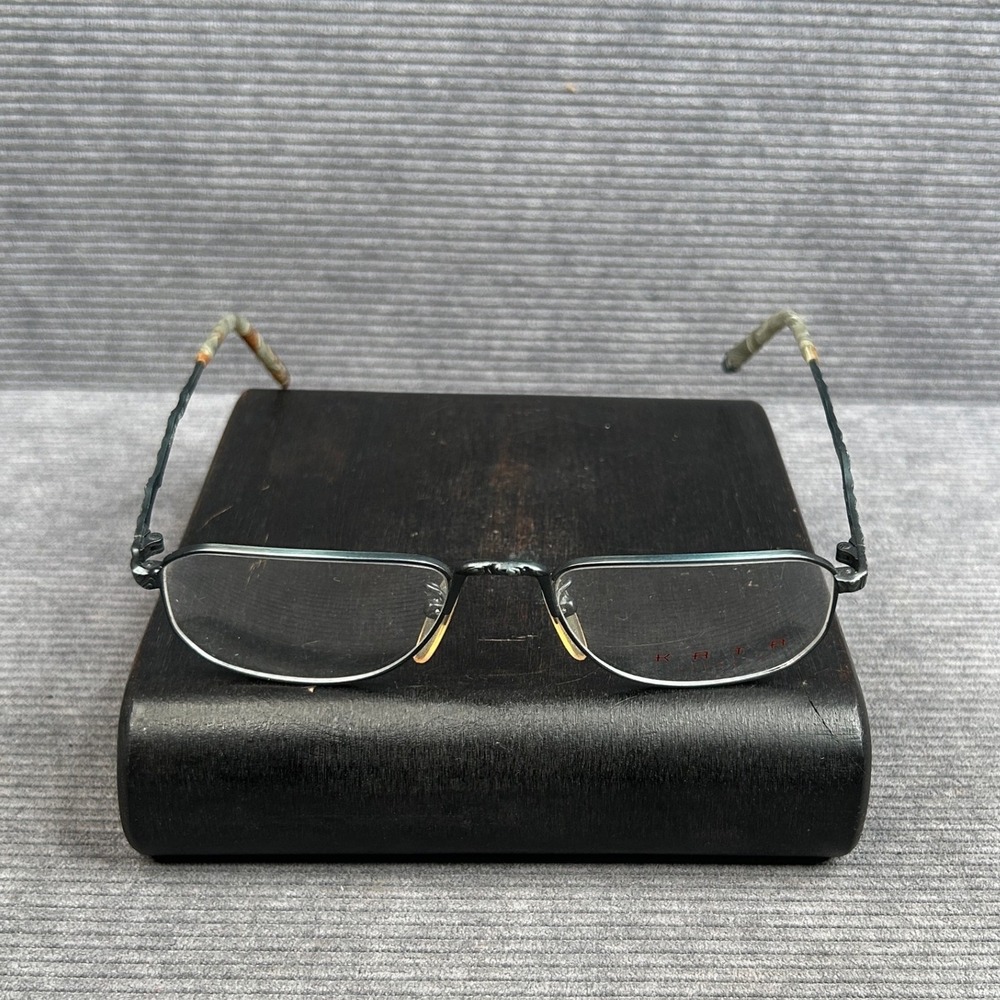 Kata Style 5 BLU Rectangular Y2k Eyeglasses Blue Wavy Metal Frame Japan